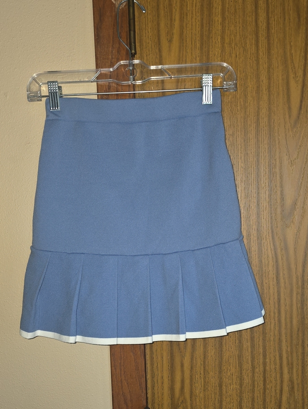Sincerely Jules Dusty Blue Pleated Trim Mini Skirt